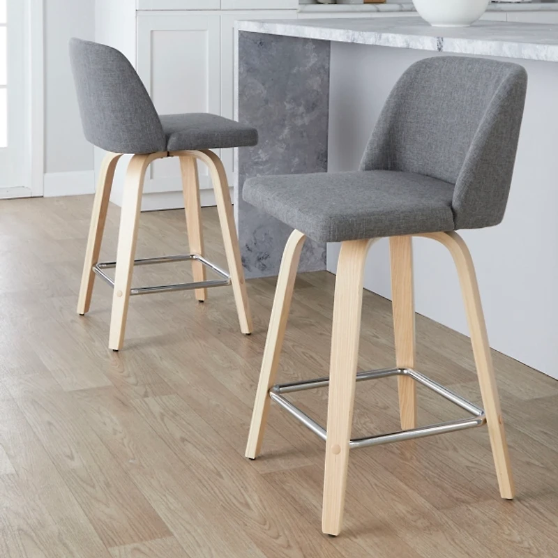 Gray Torino Upholstered Counter Stools, Set of 2