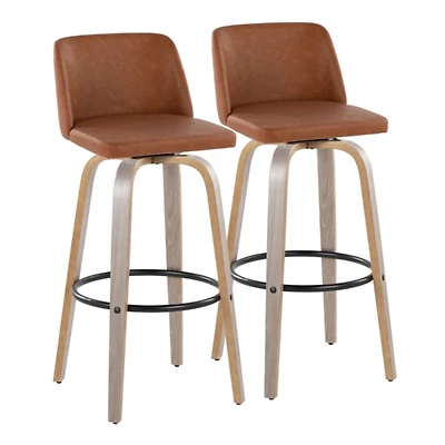 Brown Faux Leather Torino Bar Stools, Set of 2