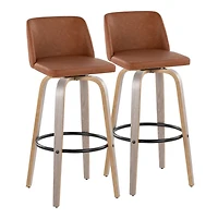 Brown Faux Leather Torino Bar Stools, Set of 2