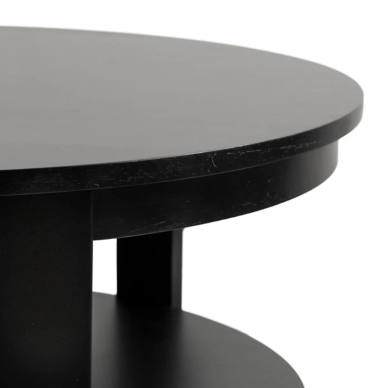 Black Wood Round Ford Coffee Table