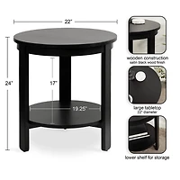 Black Wood Round Ford Accent Table