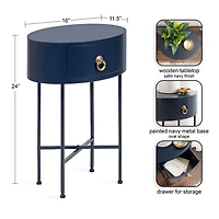Navy Oval Decklyn Accent Table