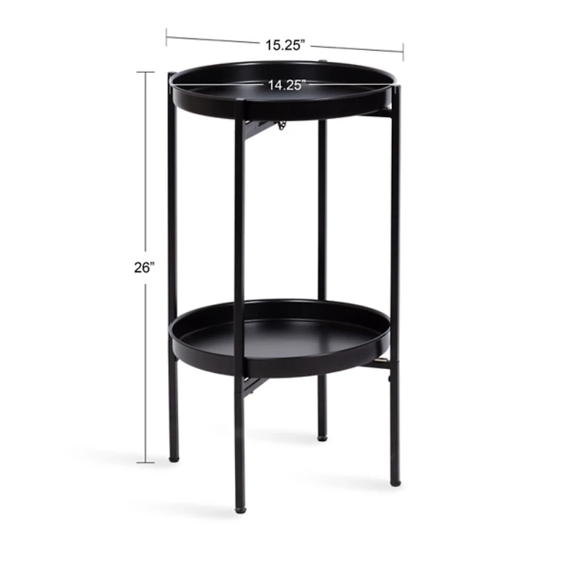 Black 2-Tier Foldable Cienna Accent Table