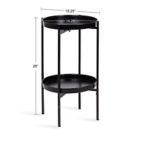 Black 2-Tier Foldable Cienna Accent Table