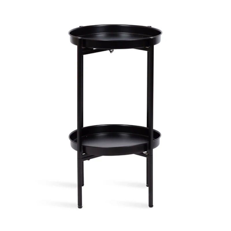 Black 2-Tier Foldable Cienna Accent Table