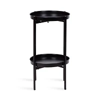Black 2-Tier Foldable Cienna Accent Table