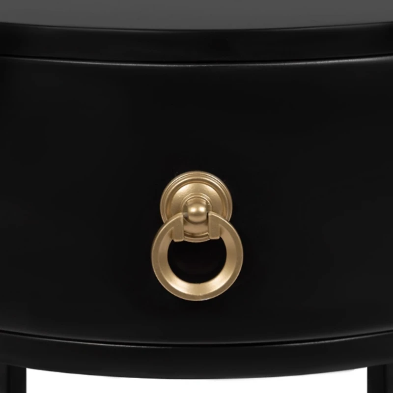 Black Round Decklyn Accent Table