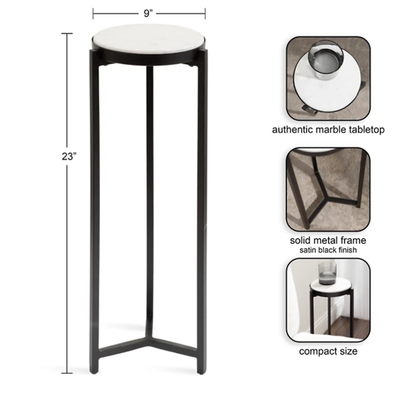 Black Angular Marble Accent Table