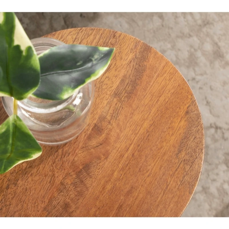 Walnut Round Wood Devon Accent Table