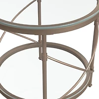 Round Bronze Metal and Glass Accent Table