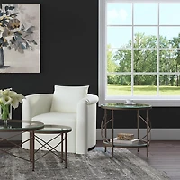 Round Bronze Metal and Glass Accent Table