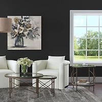 Round Bronze Metal and Glass Accent Table