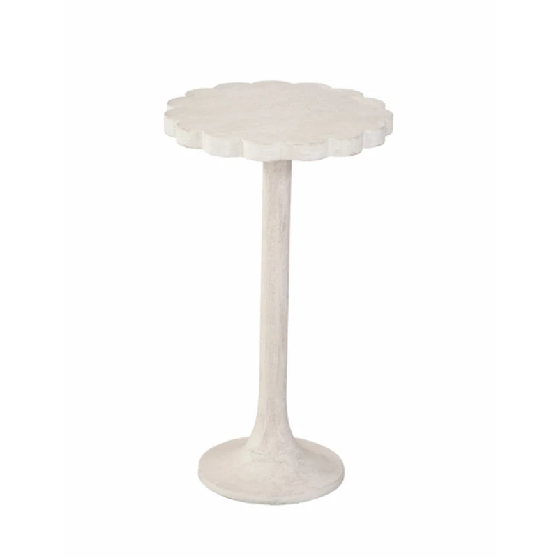 Whitewashed Wood Scalloped Kylee Accent Table