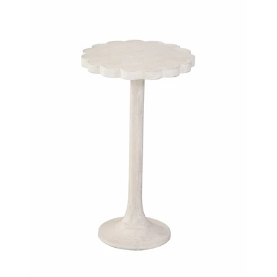 Whitewashed Wood Scalloped Kylee Accent Table