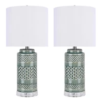 Sage Green Geometric Table Lamps, Set of 2