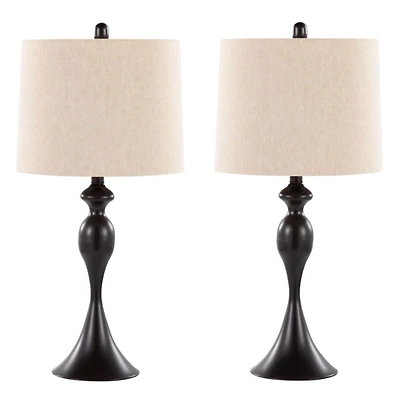 Black Ashland Table Lamps, Set of 2