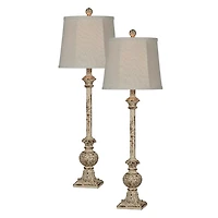 Antique Cream Cason Buffet Lamps, Set of 2