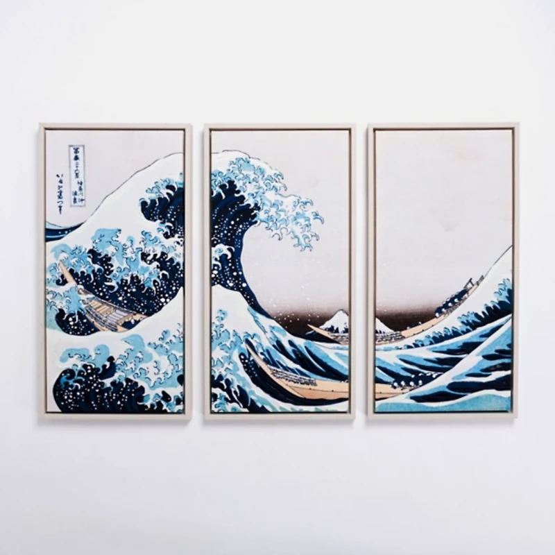 The Great Wave Framed Canvas Art Prints, Set of 3