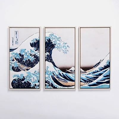 The Great Wave Framed Canvas Art Prints, Set of 3