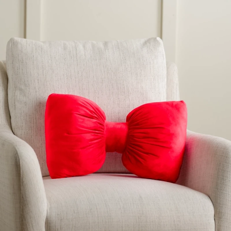 Red Holiday Bow Shaped Pillow