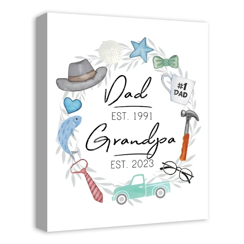 Personalized Fathers Day Established Canvas Print