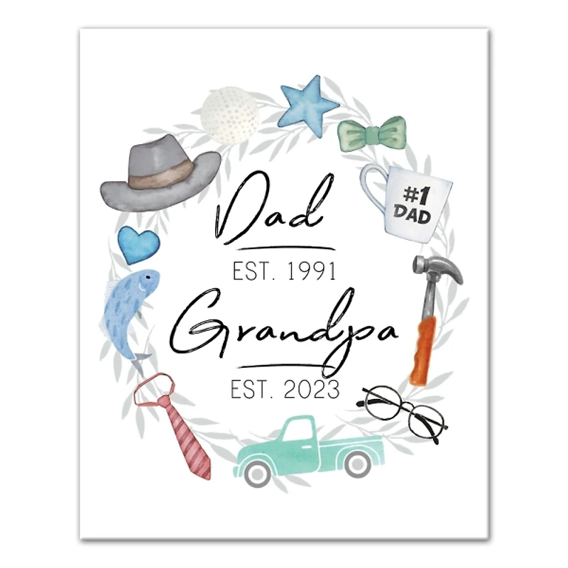 Personalized Fathers Day Established Canvas Print