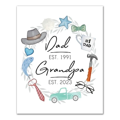 Personalized Fathers Day Established Canvas Print