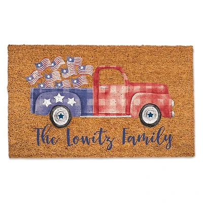 Patriotic Pickup Truck Personalized Doormat