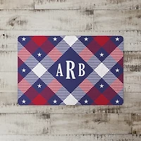 Patriotic Argyle Monogram Kitchen Mat