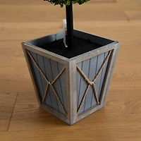 Pre-Lit Double Boxwood Topiary in Planter, 3 ft.