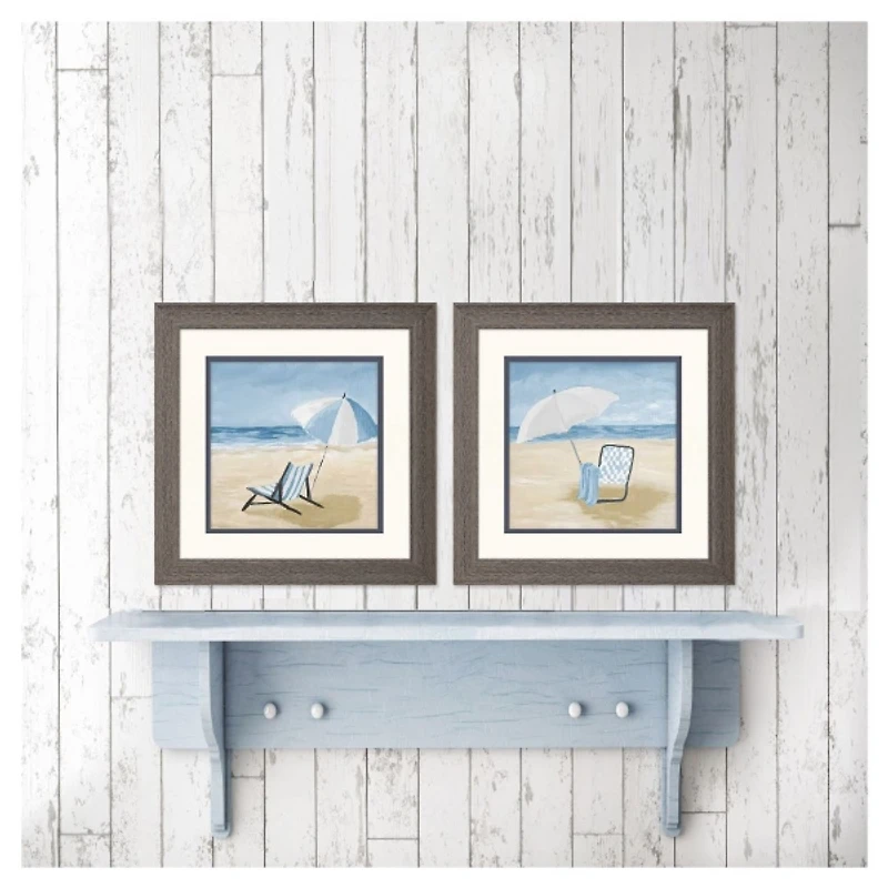 Blue Beach Framed Art Prints, Set of 2