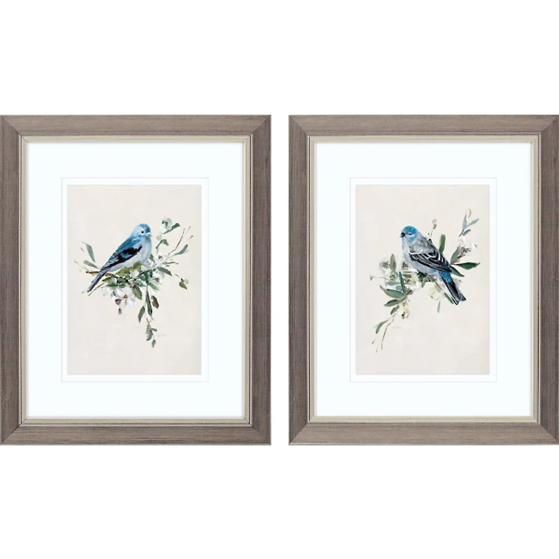 Happy Bluebirds Framed Art Prints, Set of 2