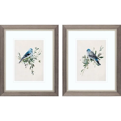 Happy Bluebirds Framed Art Prints, Set of 2