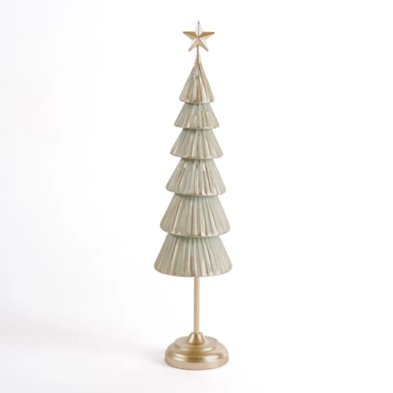 Green and Gold Tiered Christmas Tree, 23 in.