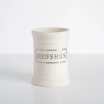 White Ceramic Makeup Brush Holder