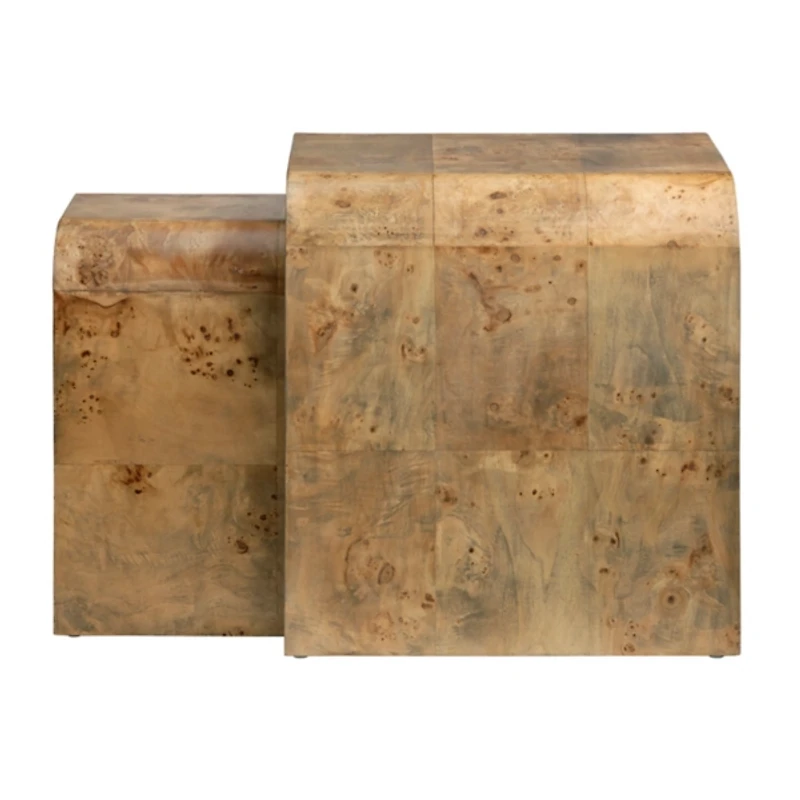 Natural Mappa Burl Nesting Accent Tables, Set of 2