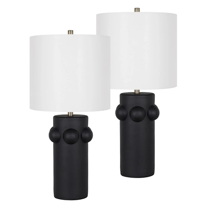 Black Robust Table Lamps, Set of 2