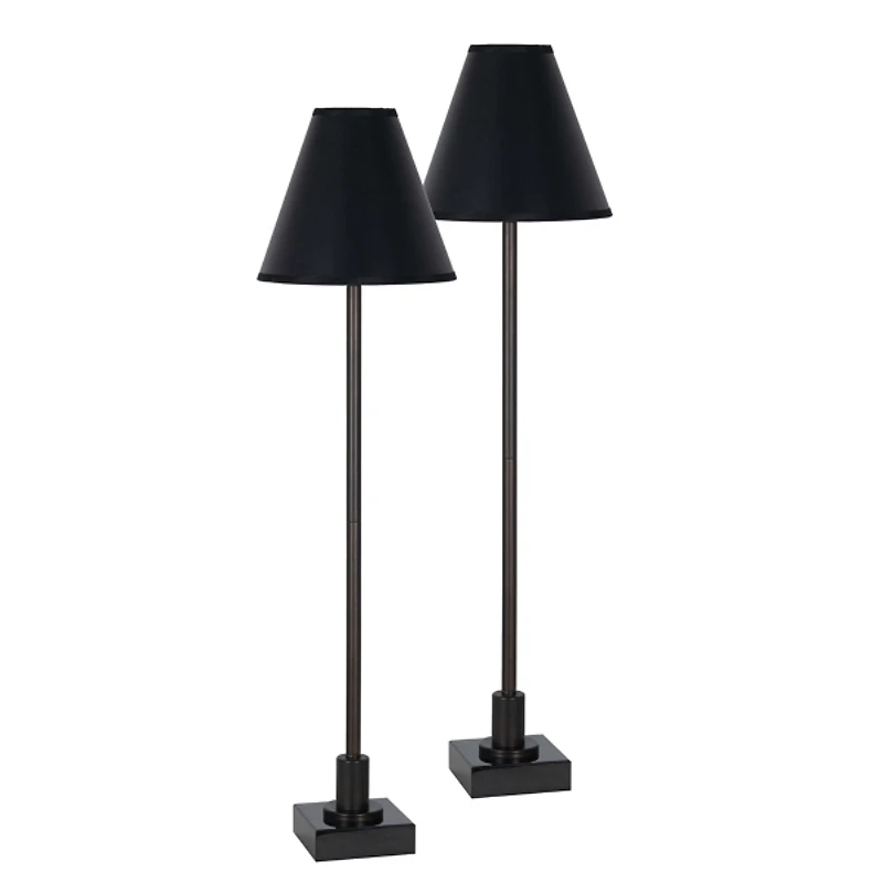Black Pillar Buffet Lamps, Set of 2