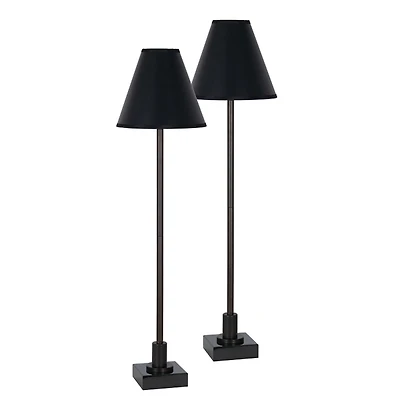 Black Pillar Buffet Lamps, Set of 2