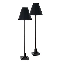 Black Pillar Buffet Lamps, Set of 2
