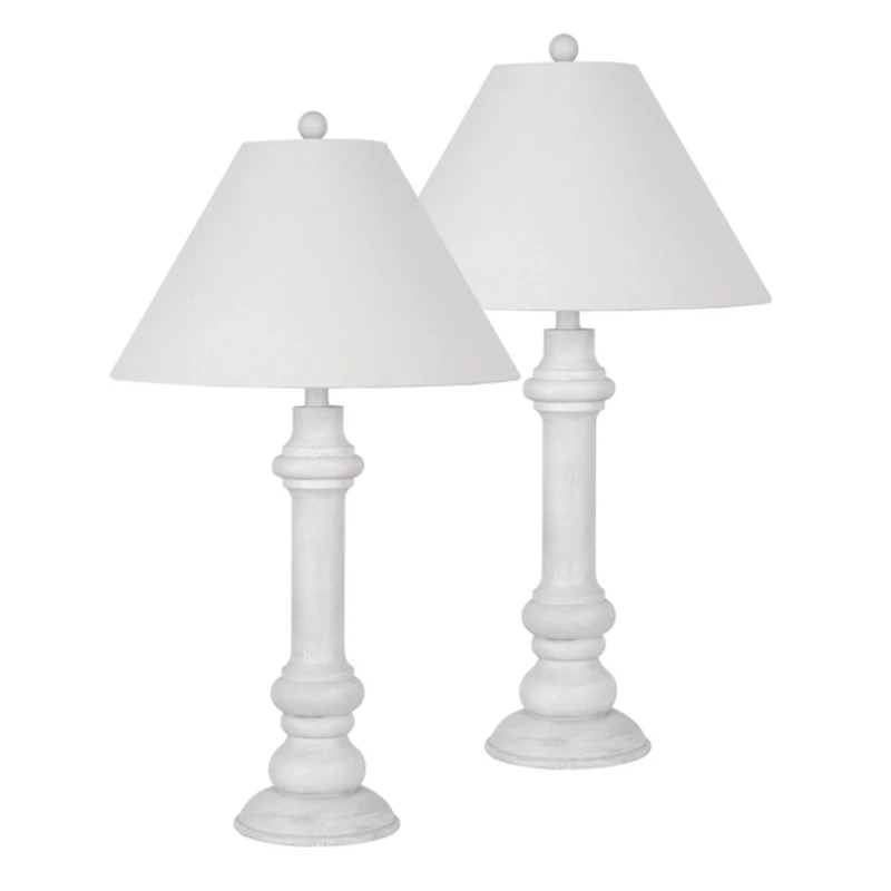 White Coastal Ariel Table Lamps, Set of 2