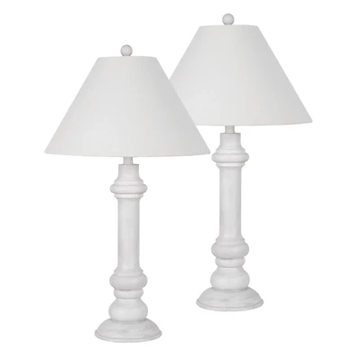 White Coastal Ariel Table Lamps, Set of 2