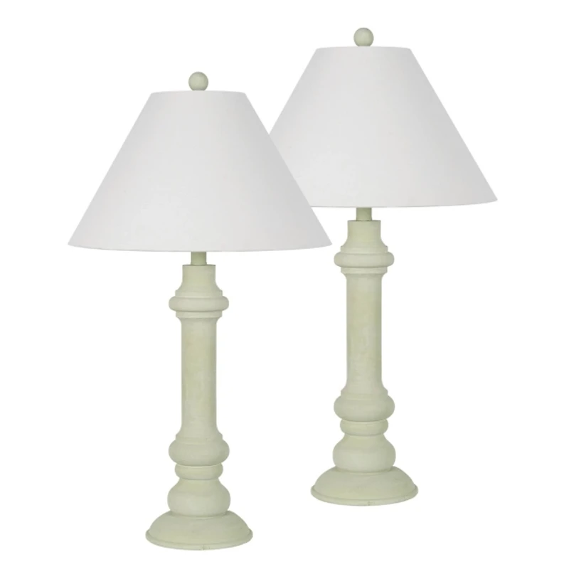 Pastel Green Coastal Ariel Table Lamps, Set of 2