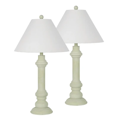 Pastel Green Coastal Ariel Table Lamps, Set of 2