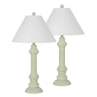 Pastel Green Coastal Ariel Table Lamps, Set of 2