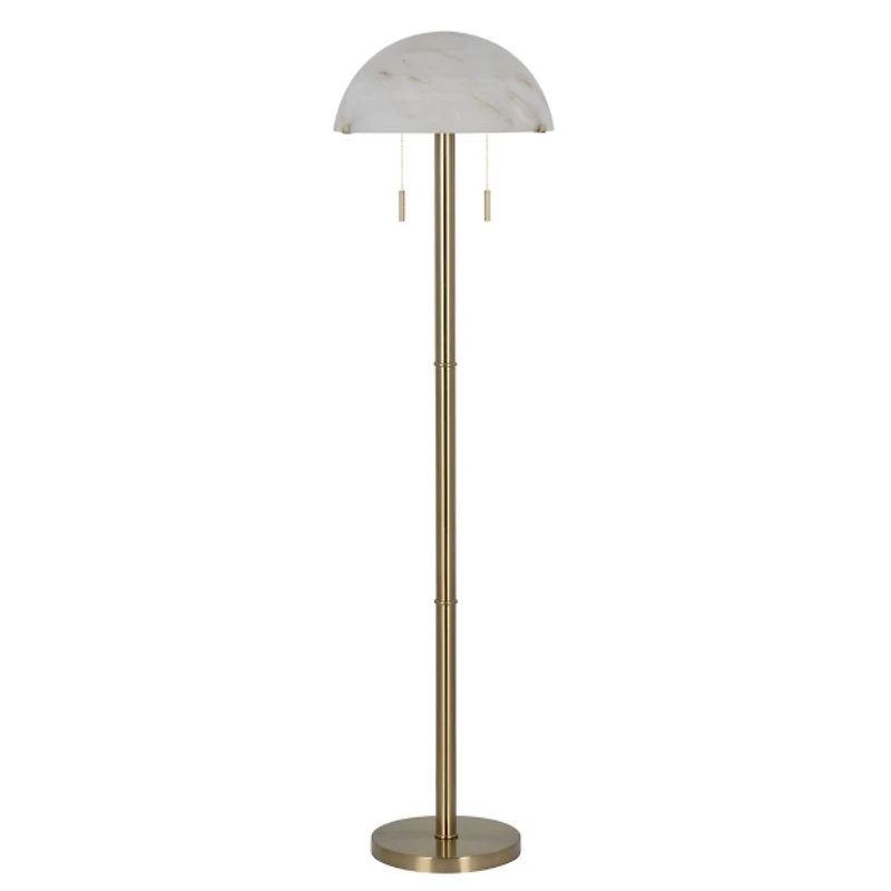 Brushed Bronze Glass Mushroom Shade Floor Lamp
