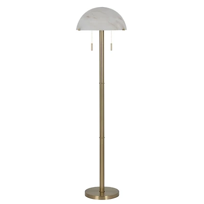 Brushed Bronze Glass Mushroom Shade Floor Lamp