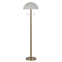 Brushed Bronze Glass Mushroom Shade Floor Lamp