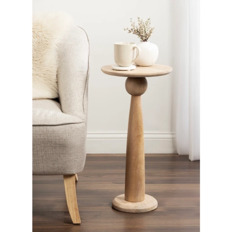 Round Natural Wood Jess Accent Table