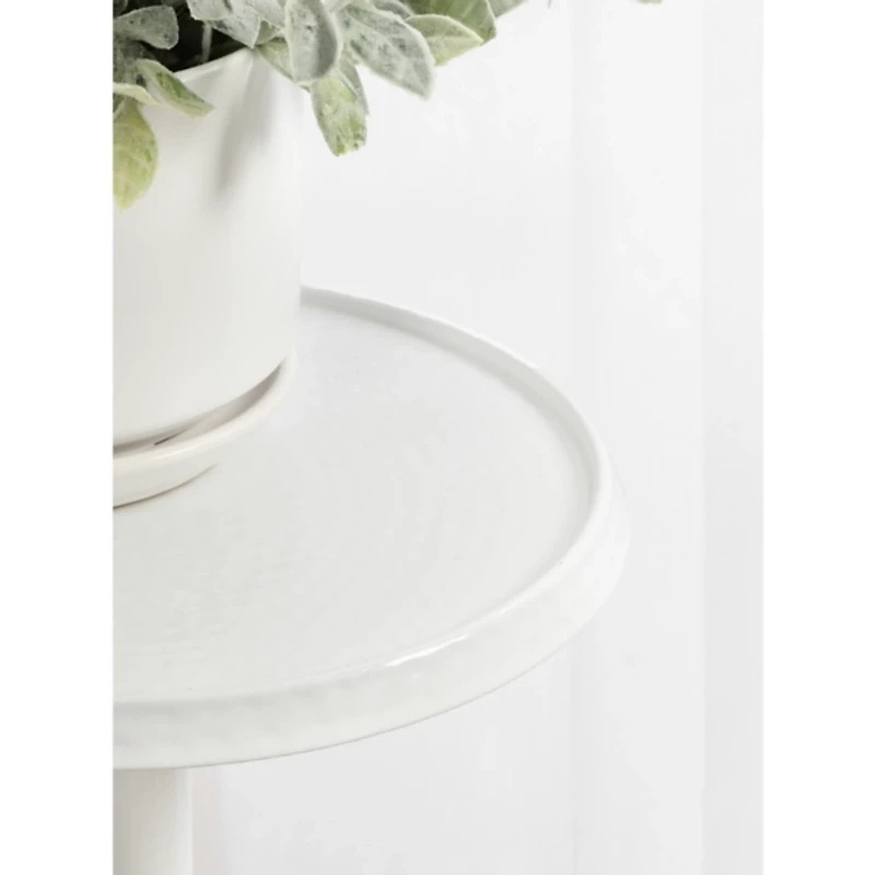 Round White Metal Layla Accent Table